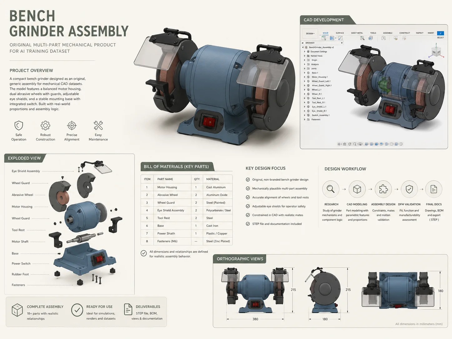 Bench grinder assembly portfolio board